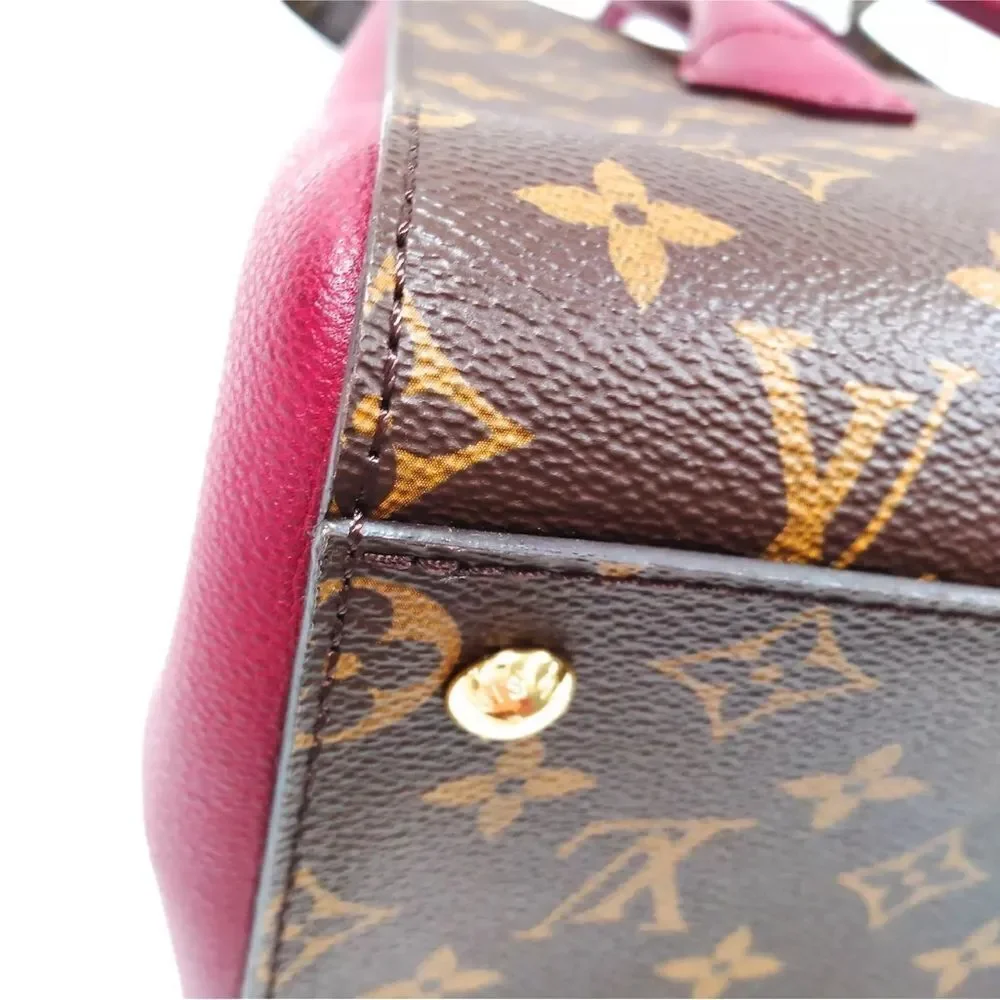 Auth Louis Vuitton Brown Maroon LV Florine Monogram 2way Satchel